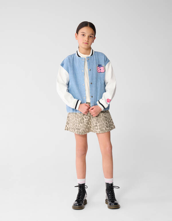 Varsity Denim Bomber Jack Blauw SHOEBY GIRLS