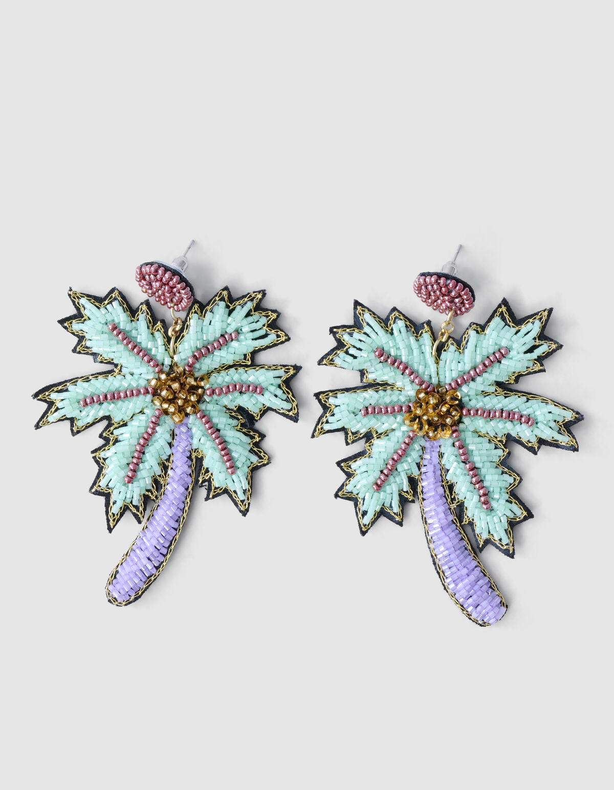 Beaded Palmboom Oorbellen Lichtpaars SHOEBY ACCESSOIRES