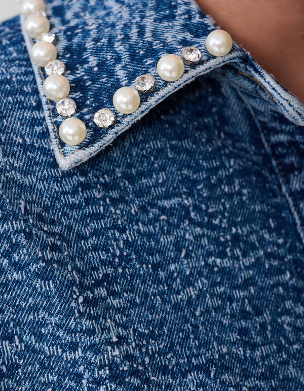 Structuur Denim Blouse Blauw SHOEBY WOMEN