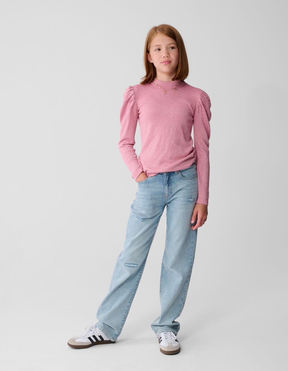 Glitter Longsleeve Top Roze SHOEBY GIRLS