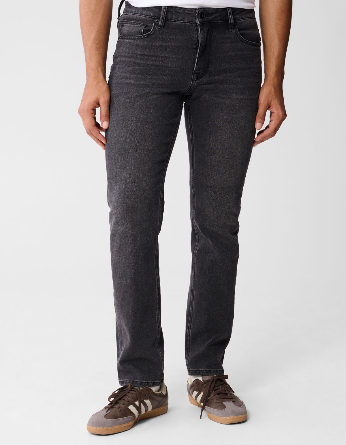 Washed Straight Fit Jeans Zwart L32 SHOEBY MEN