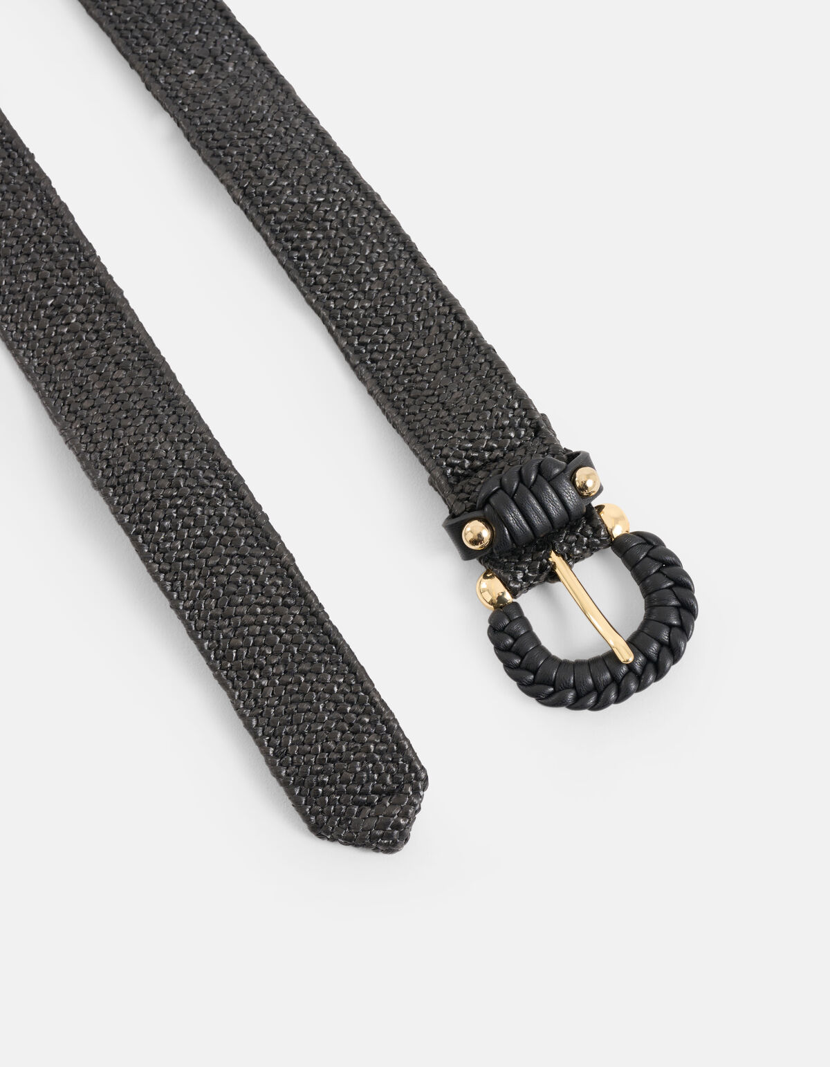 Smalle Raffia Riem Zwart SHOEBY ACCESSOIRES