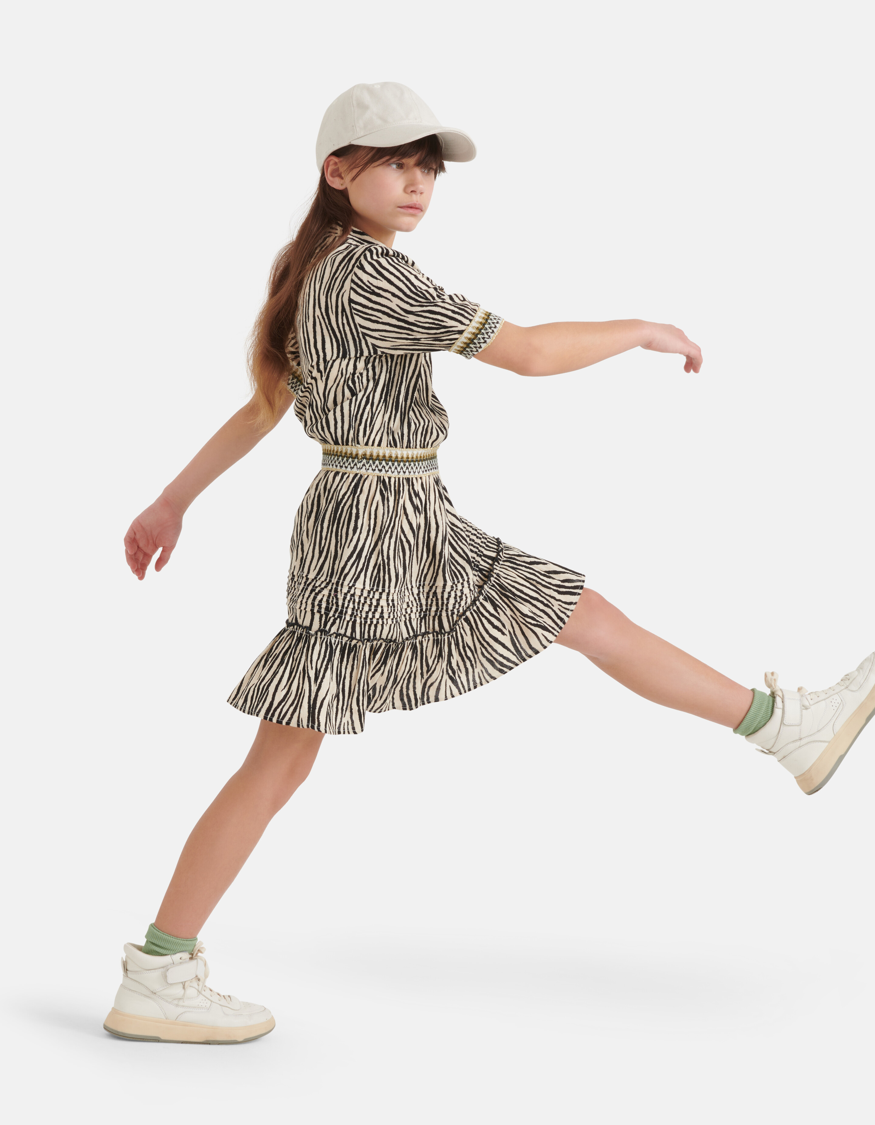 Zebra Print Jurk Zwart/Gebroken Wit SHOEBY GIRLS