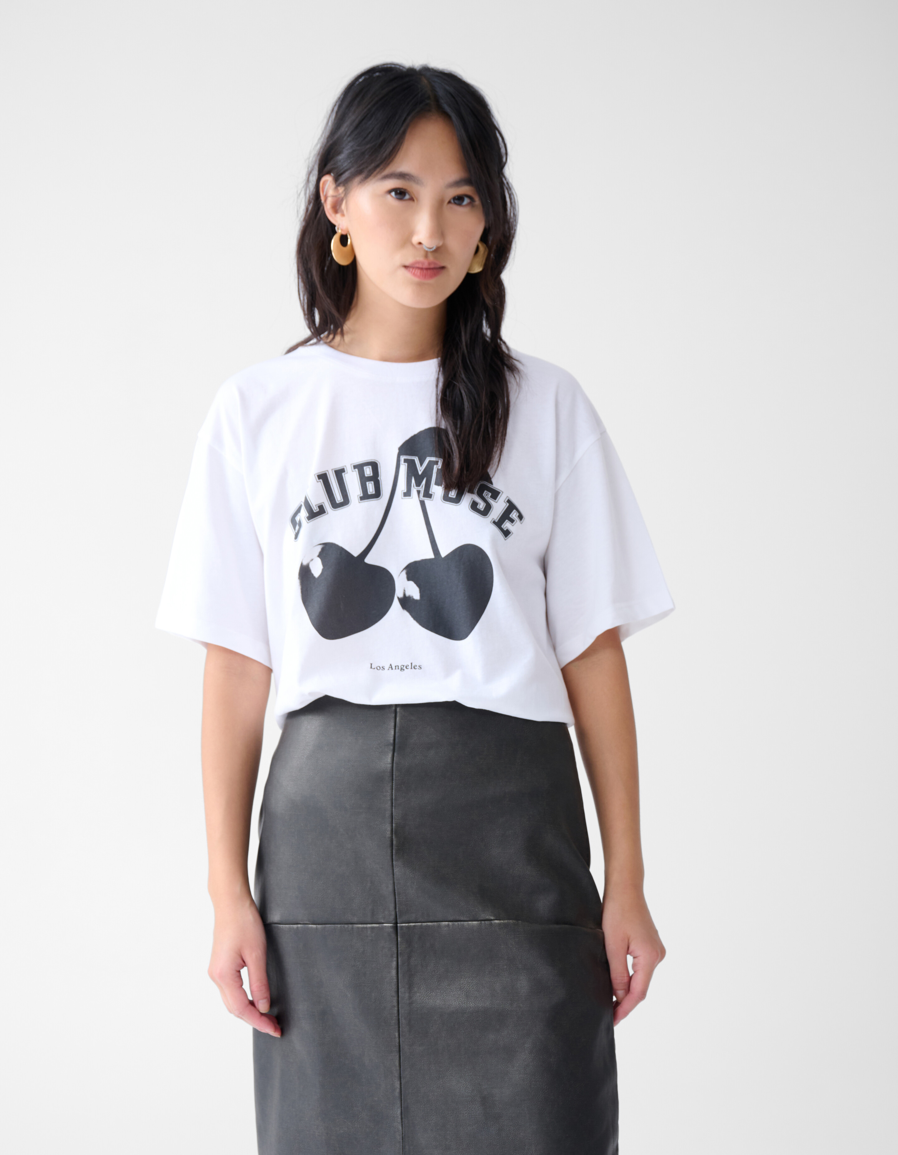 Cherry Artwork T-shirt Wit SHOEBY WOMEN