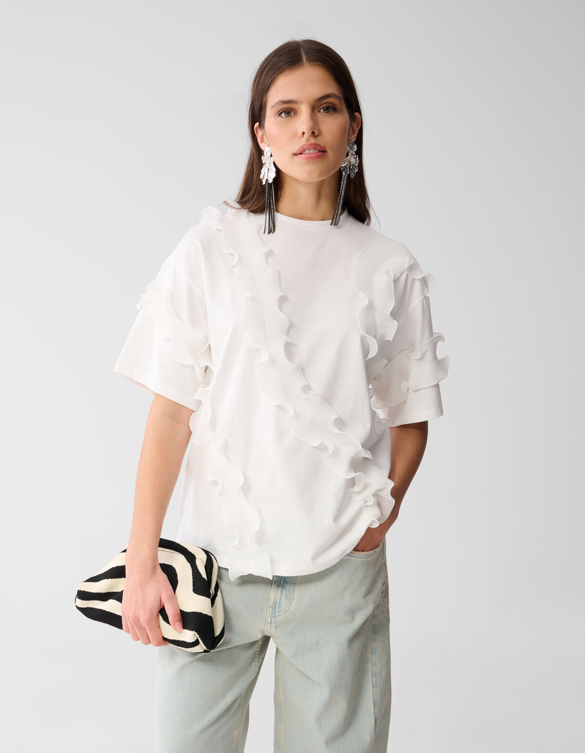Ruffle T-shirt Wit SHOEBY WOMEN