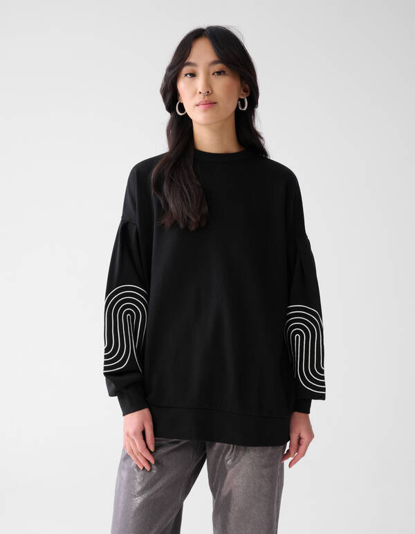 Patchwork Swirl Sweater Zwart SHOEBY WOMEN