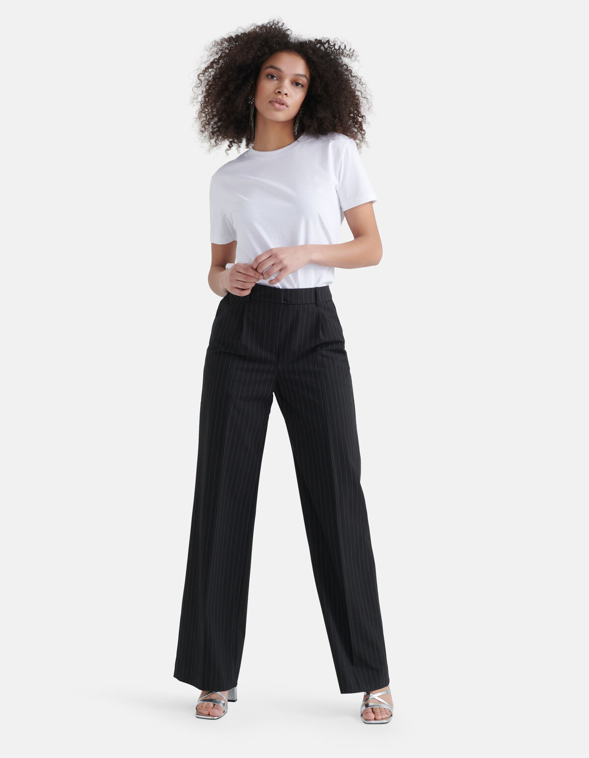 Loose Fit Pintstripe Pantalon Zwart SHOEBY WOMEN