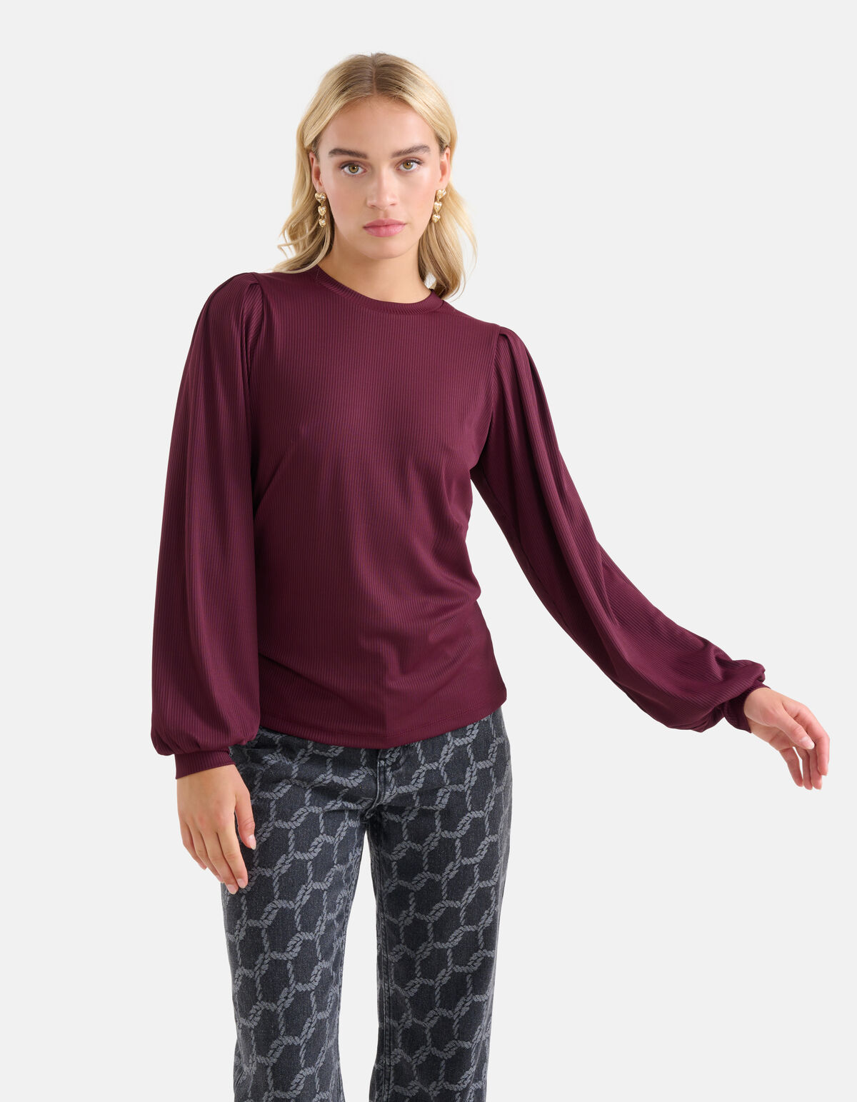 Rib Jersey Longsleeve Bordeaux SHOEBY WOMEN