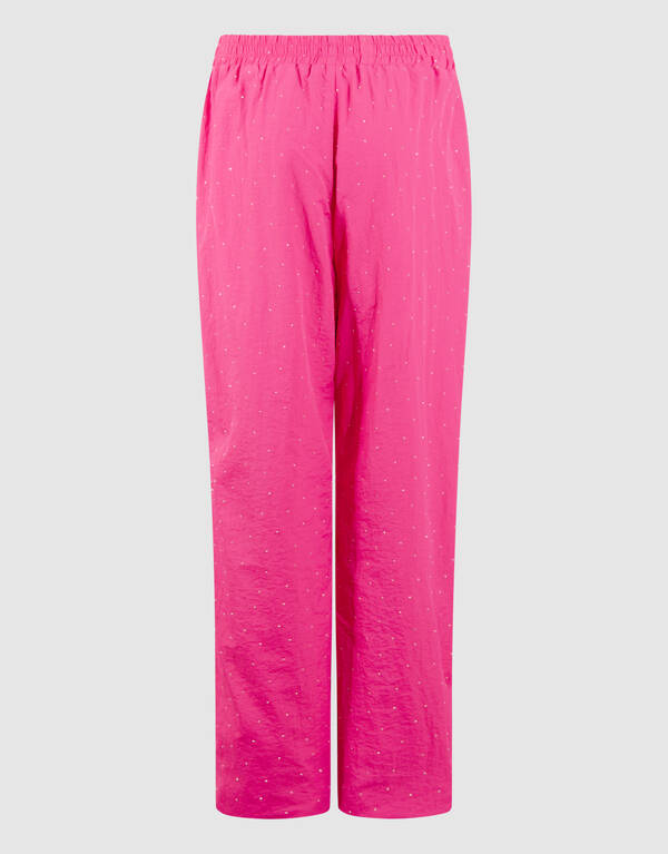 Strass Sporty Wide Leg Fit Broek Roze SHOEBY GIRLS
