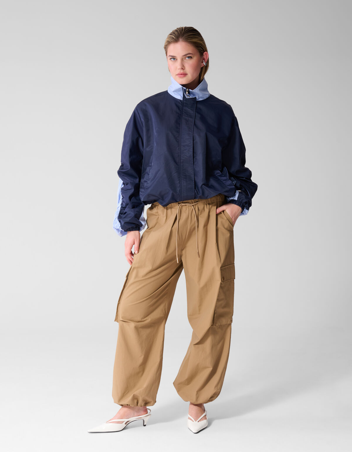 Check Satin Bomber Blauw SHOEBY WOMEN