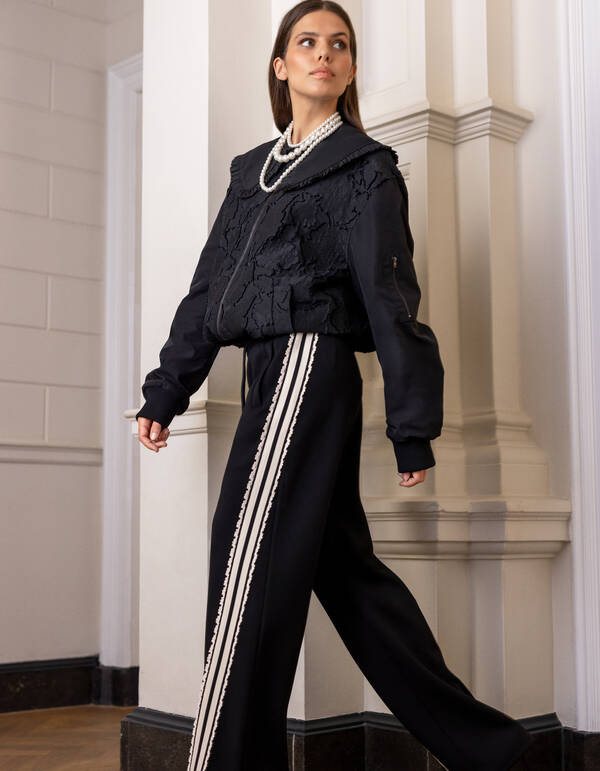 Sporty Lace Wide Leg Broek Zwart SHOEBY WOMEN