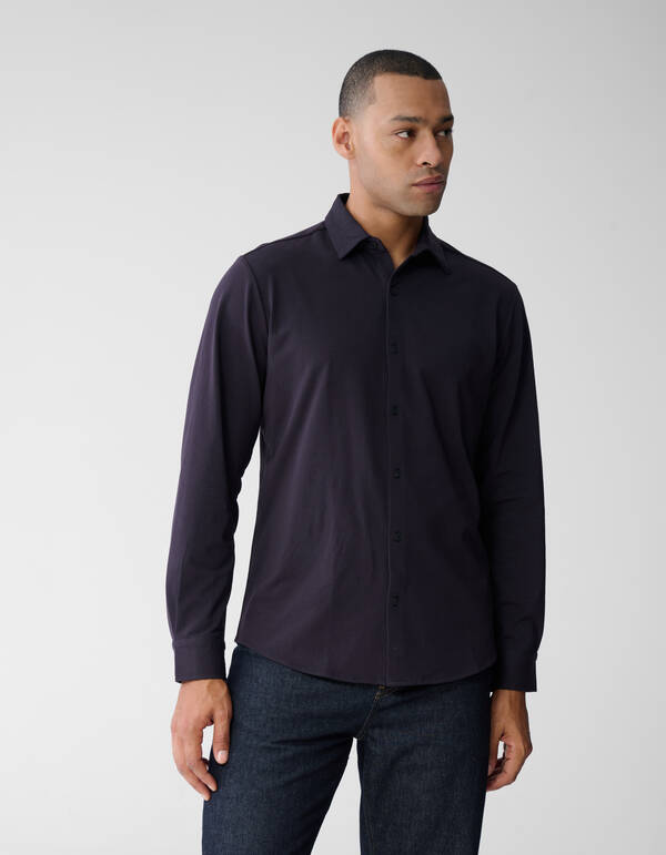 Jersey Overhemd Donkerbruin SHOEBY MEN