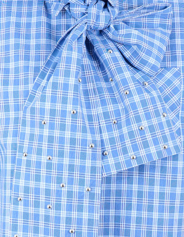 Oversized Ruiten Bow Blouse Blauw SHOEBY WOMEN