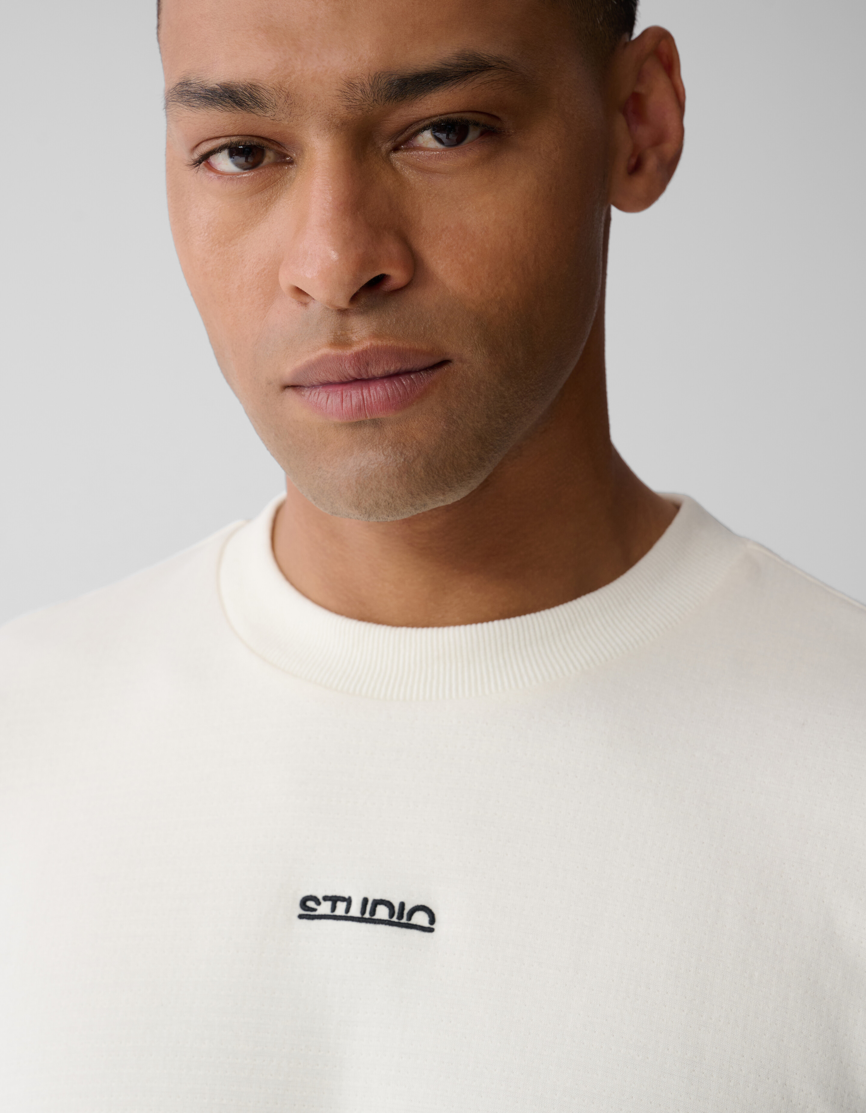 Studio Structuur T-shirt Gebroken Wit SHOEBY MEN