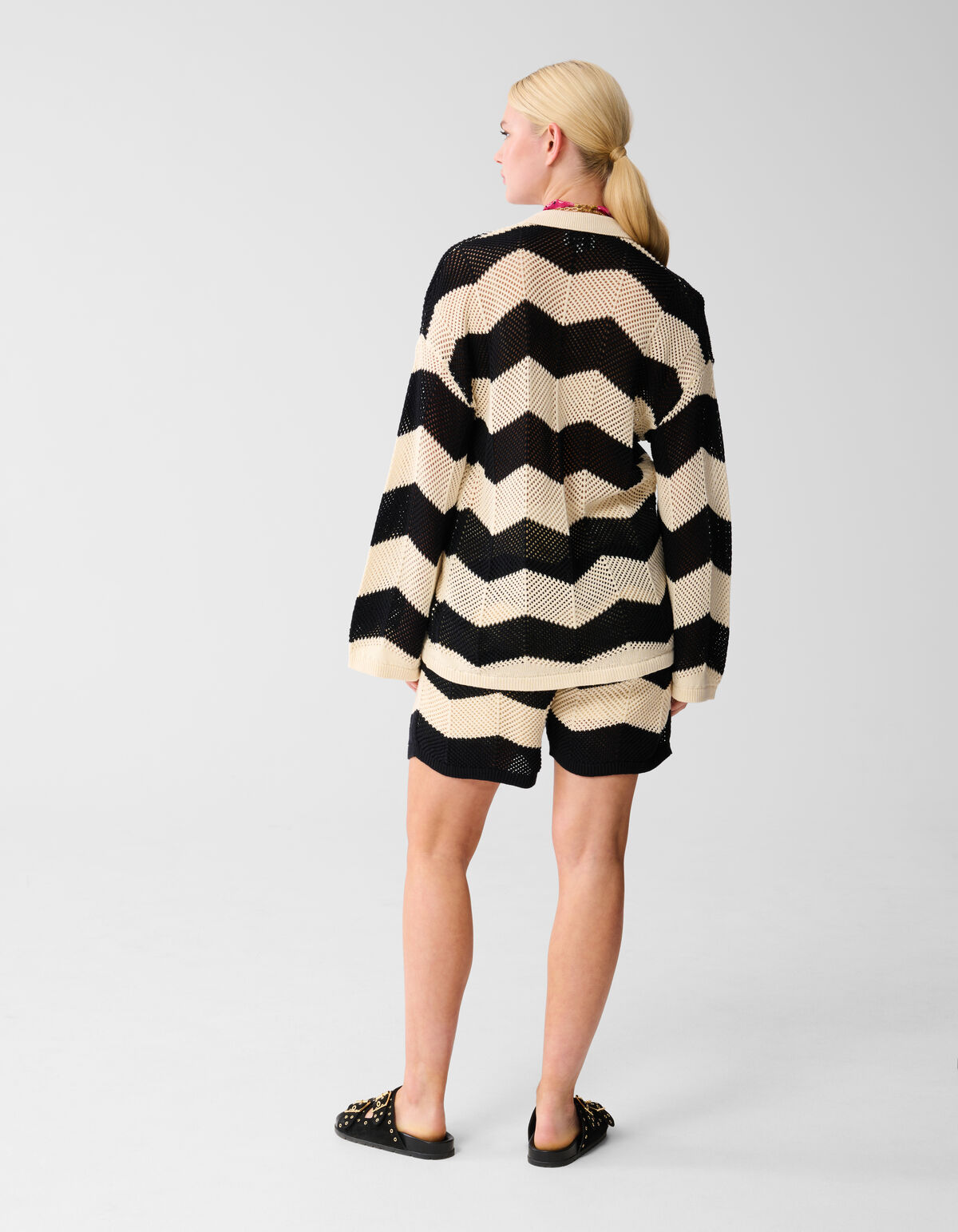 Multi Crochet Blouse Zwart/Wit SHOEBY WOMEN