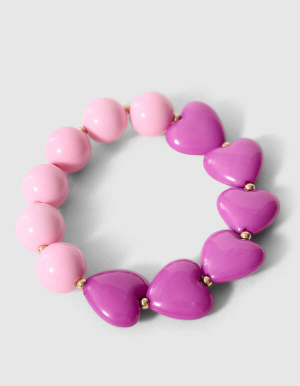 Heart Armband Roze/Paars SHOEBY ACCESSOIRES