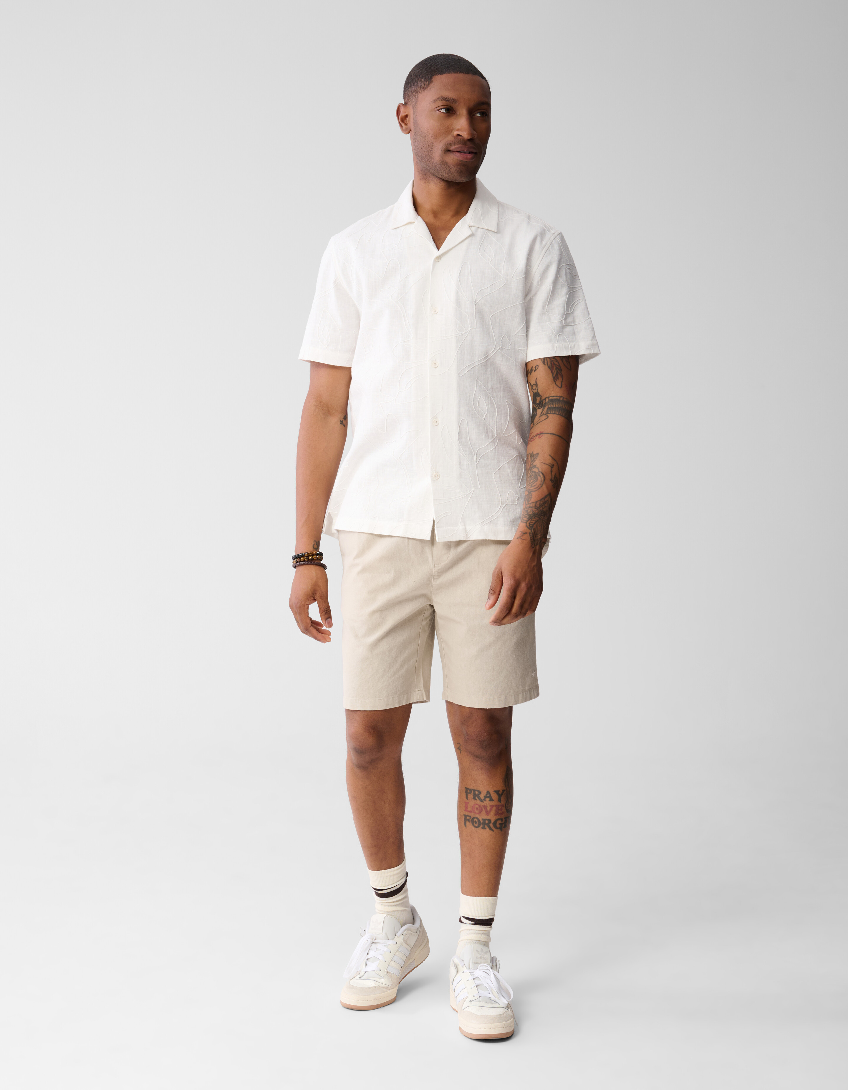 Flower Structuur Shirt Gebroken Wit SHOEBY MEN