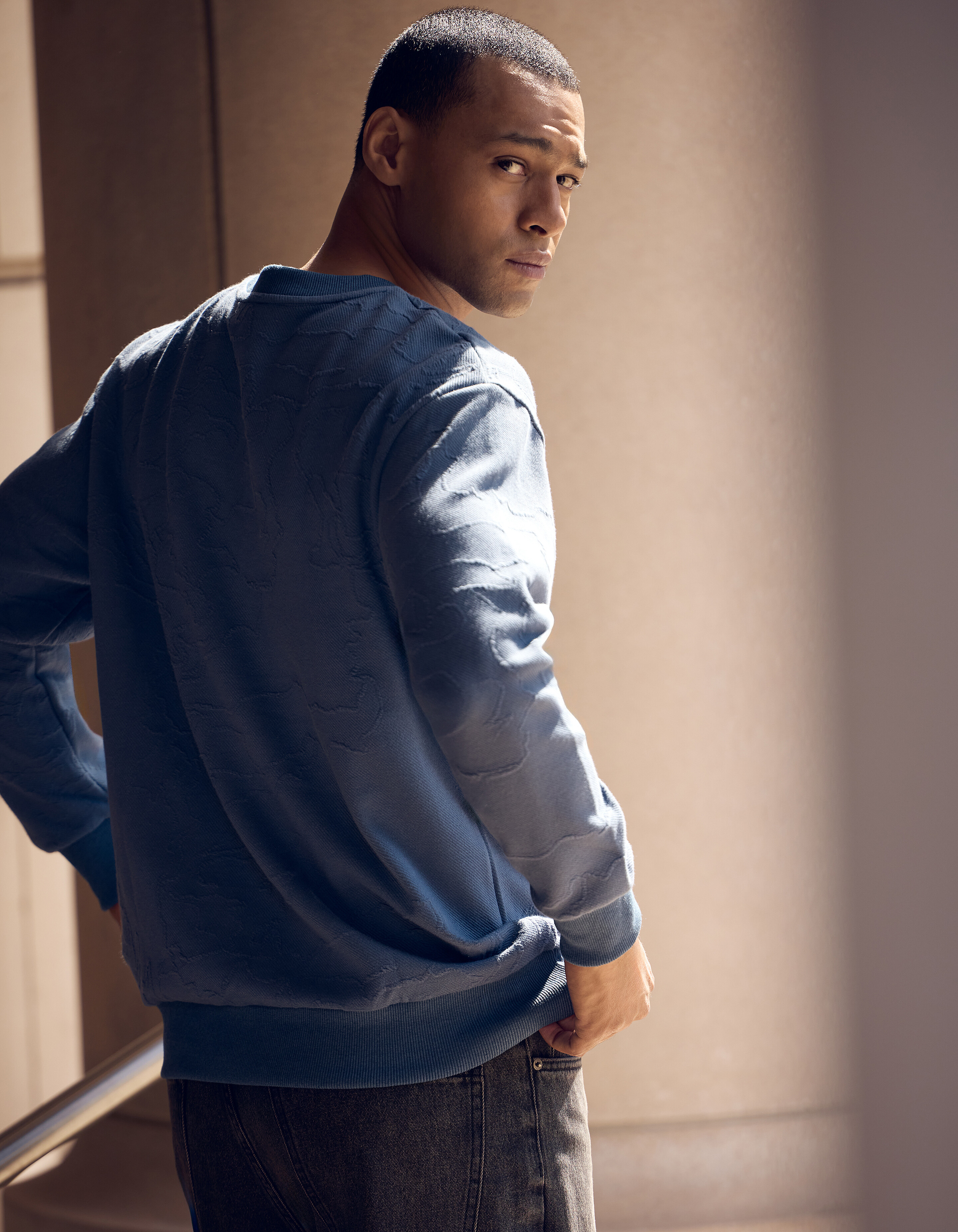 Structuur Sweater Blauw SHOEBY MEN