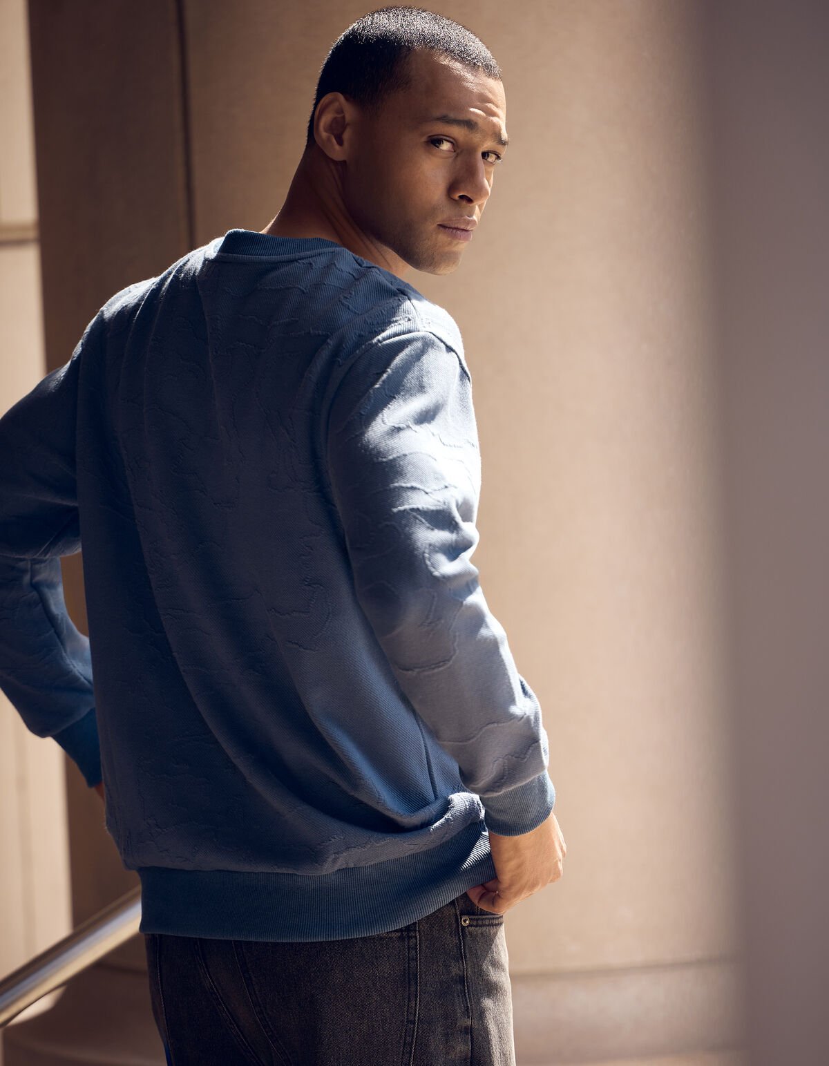 Structuur Sweater Blauw SHOEBY MEN
