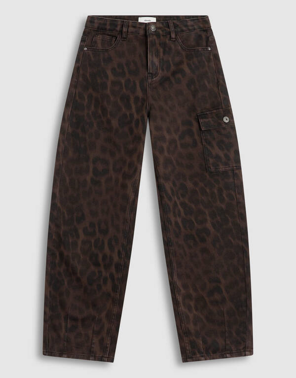 Cargo Leopard Print Jeans Bruin SHOEBY GIRLS