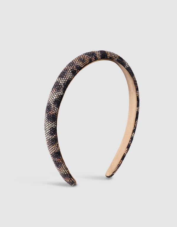 Strass Leopard Haarband Bruin SHOEBY ACCESSOIRES