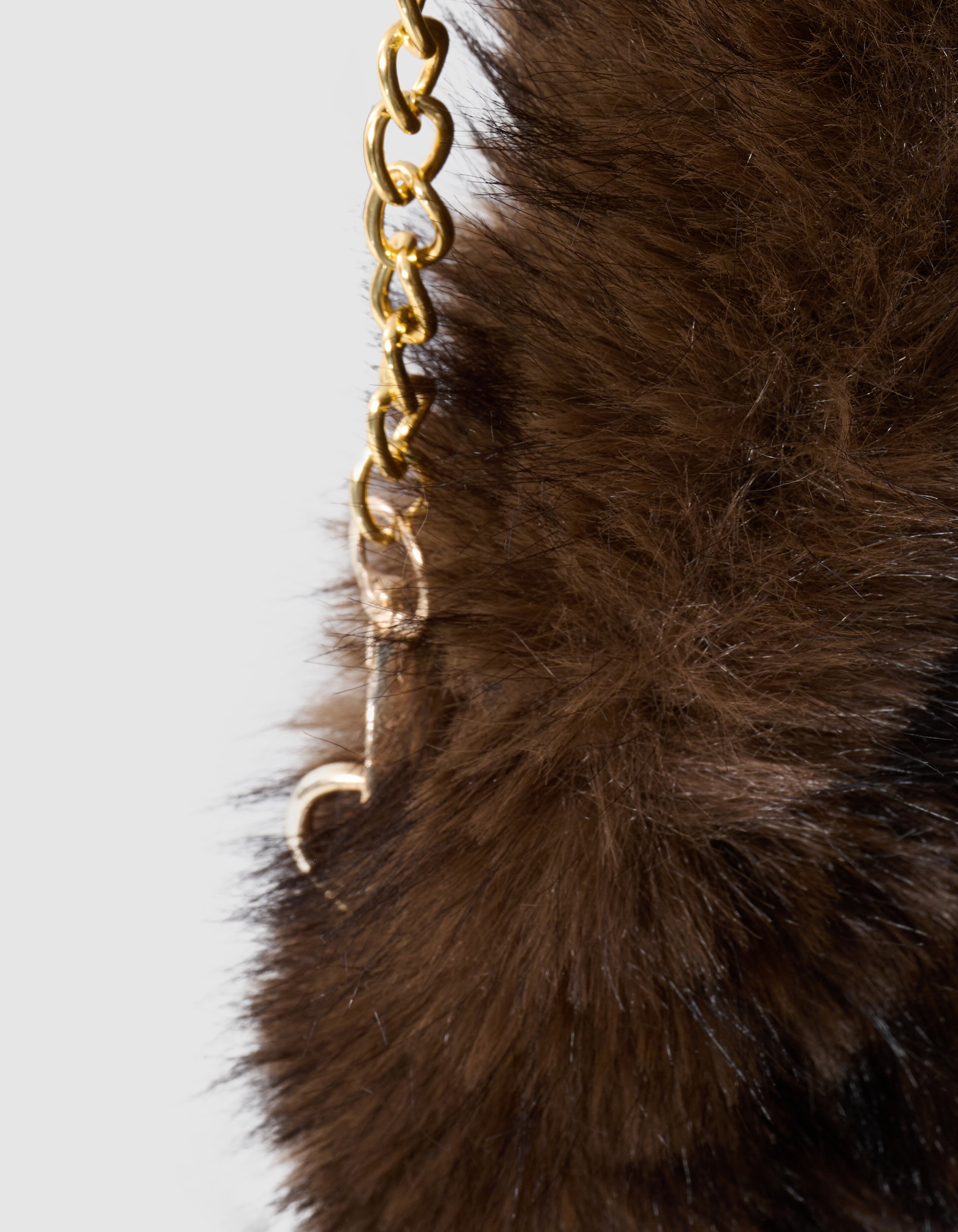 Ronde Faux Fur Tas Donkerbruin SHOEBY ACCESSOIRES