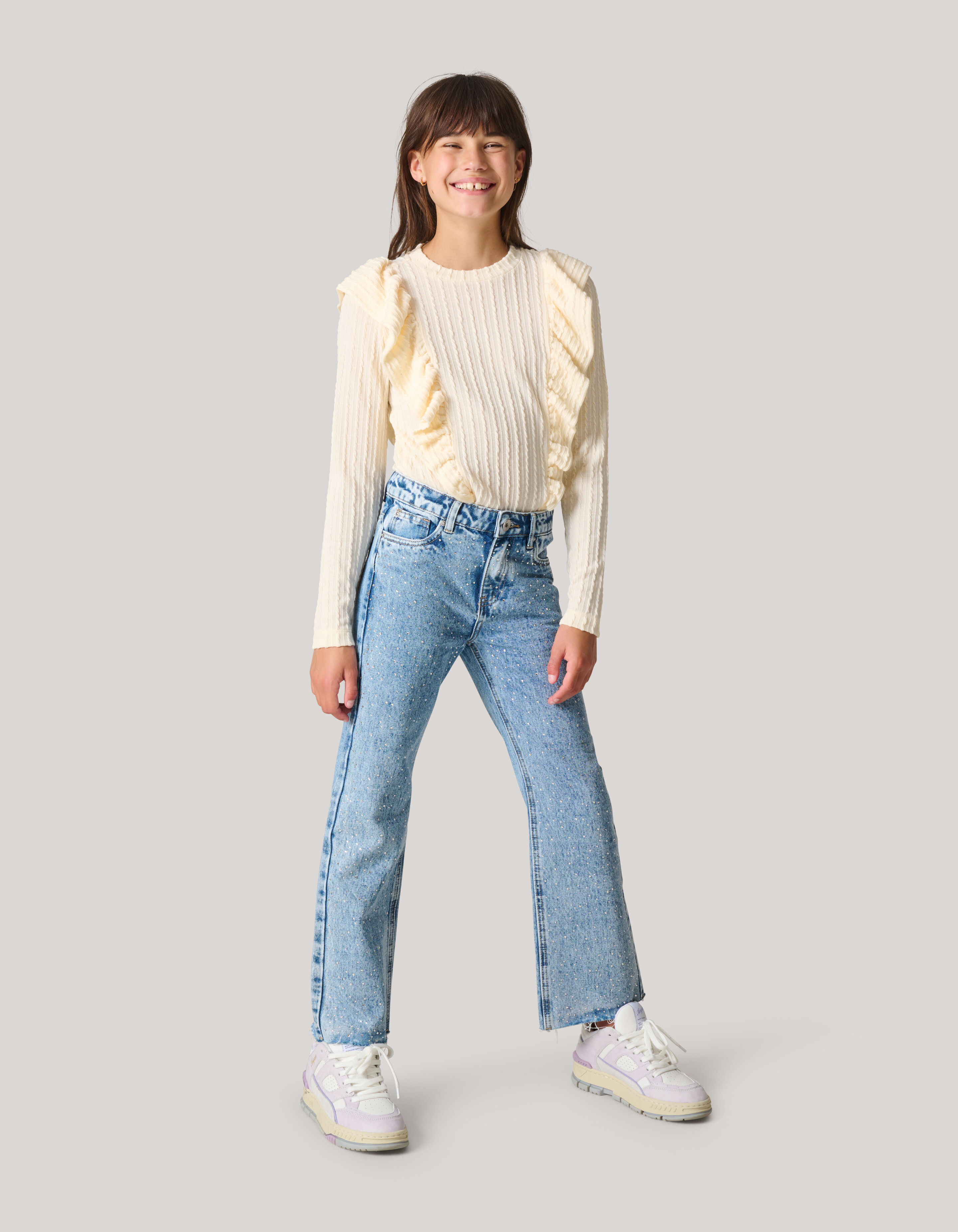 Kabel Ruffle Top Gebroken Wit SHOEBY GIRLS