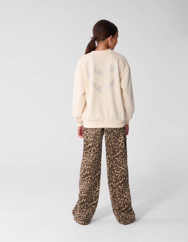 Strass Tekst Sweater Gebroken Wit SHOEBY GIRLS