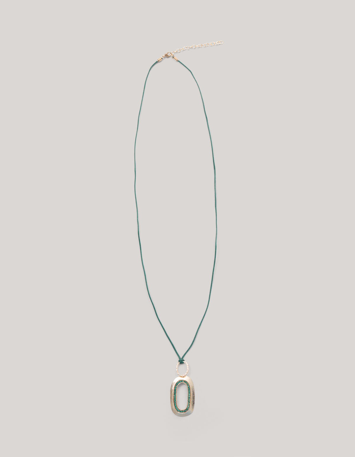 Hammered Oval Strass Ketting Goud By Mieke SHOEBY ACCESSOIRES