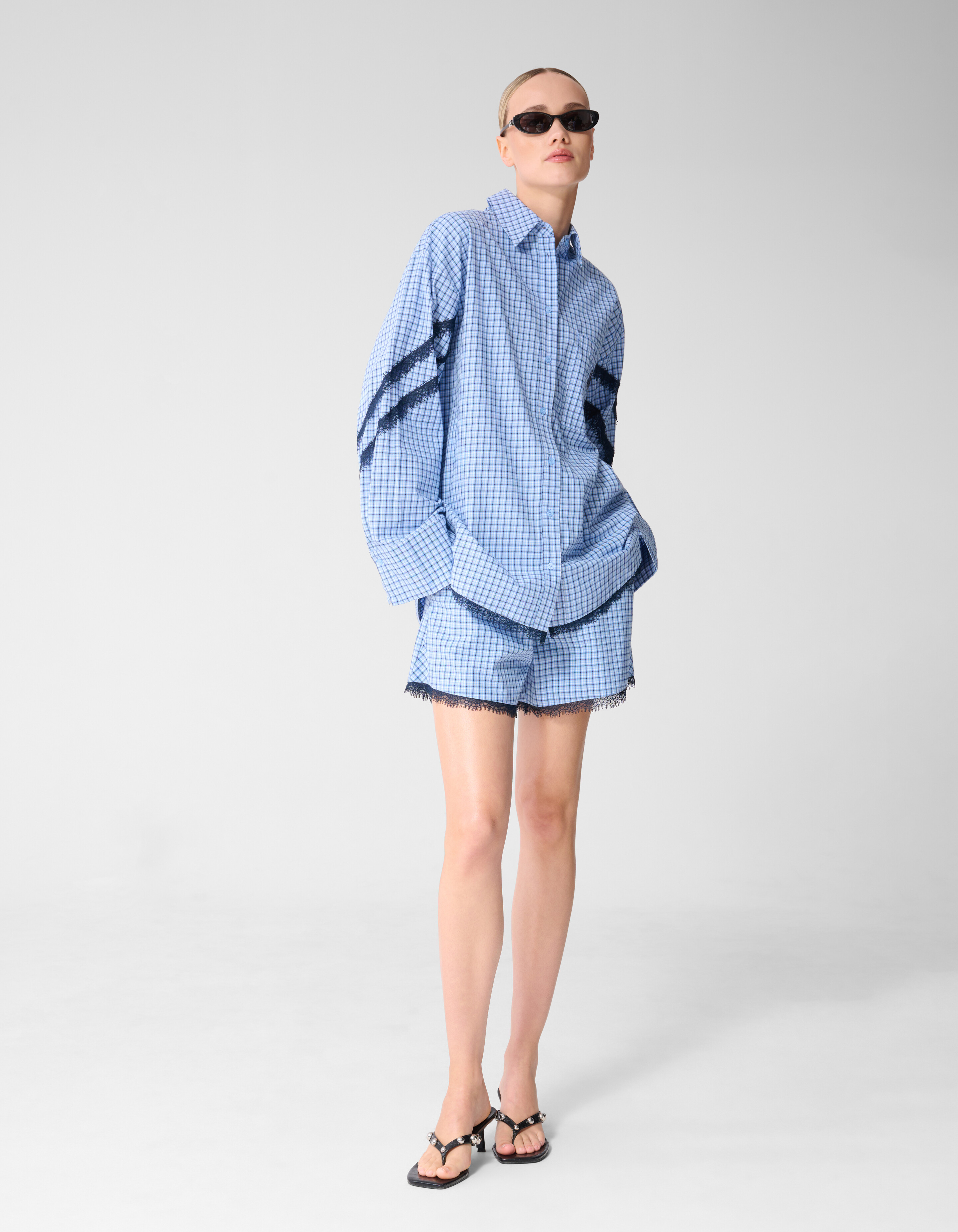 Kanten Ruiten Short Blauw SHOEBY WOMEN