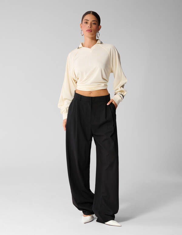 Sporty Longsleeve Top Gebroken Wit By Anna SHOEBY WOMEN