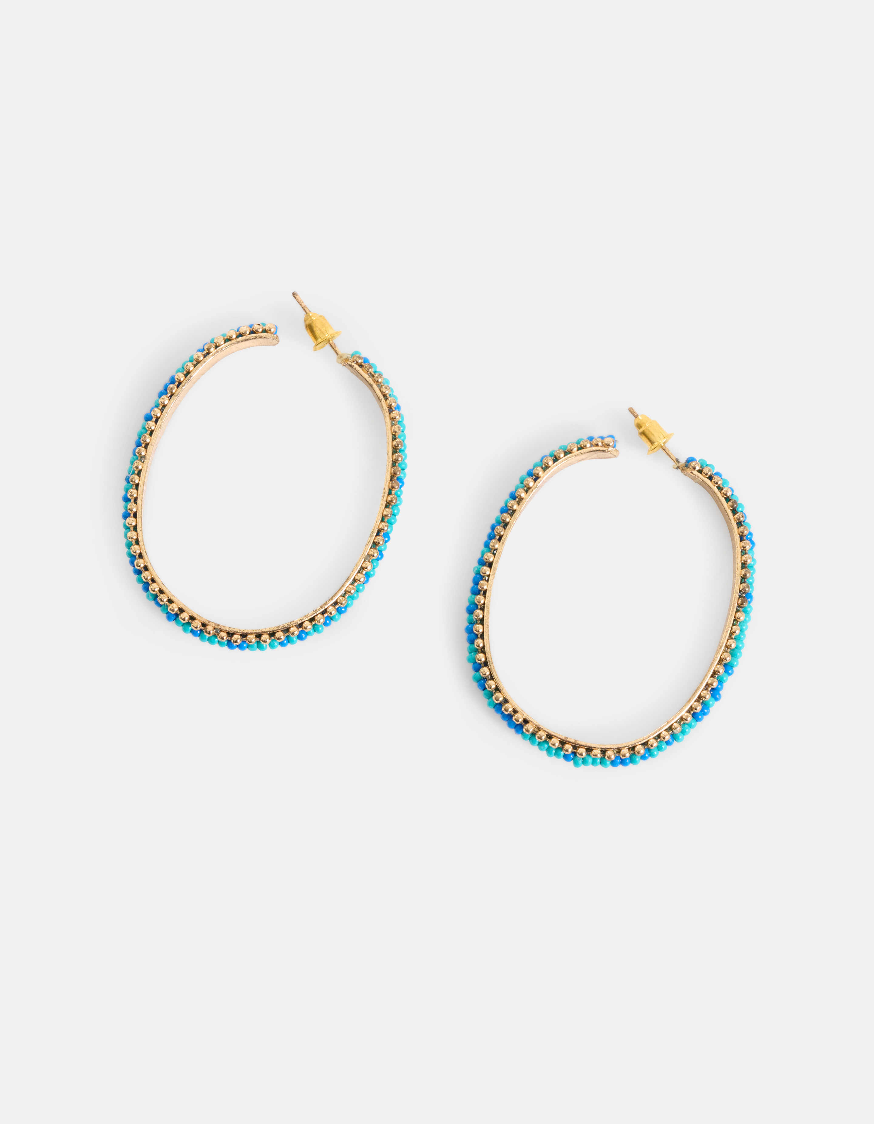 Ovale Beaded Hoops Oorbellen Blauw SHOEBY ACCESSOIRES