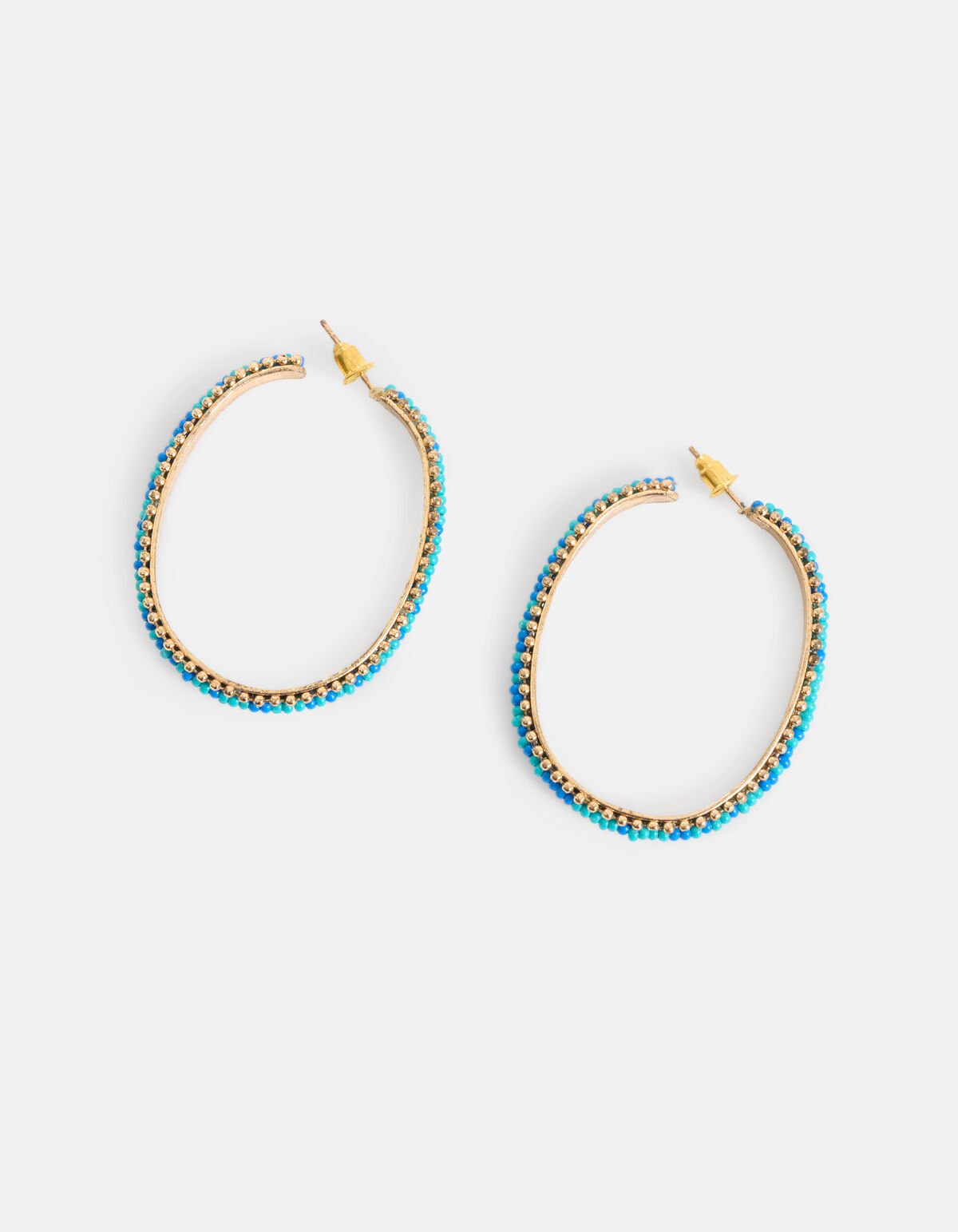 Ovale Beaded Hoops Oorbellen Blauw SHOEBY ACCESSOIRES