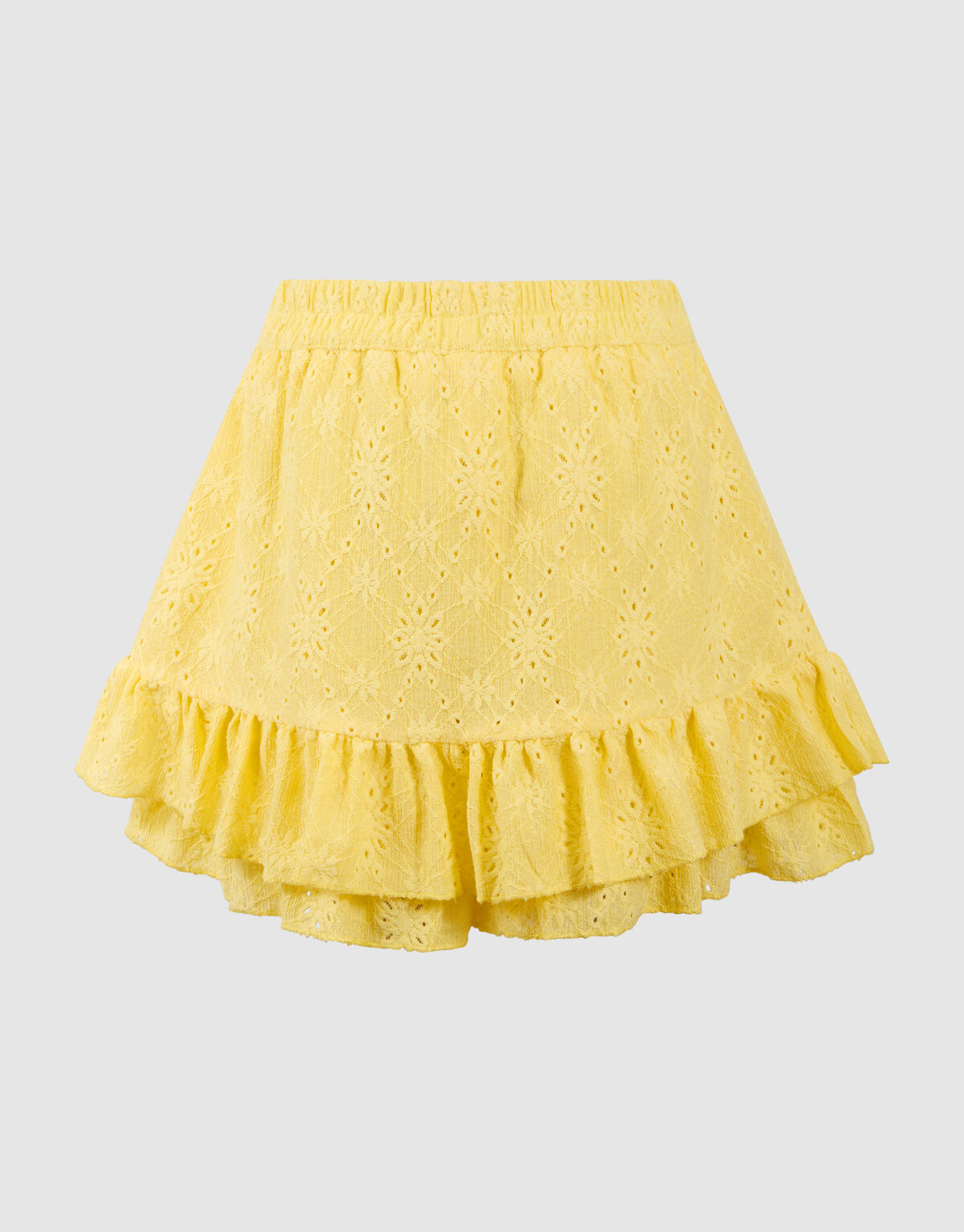 Embroidery Ruffle Mini Rok Lichtgeel SHOEBY GIRLS
