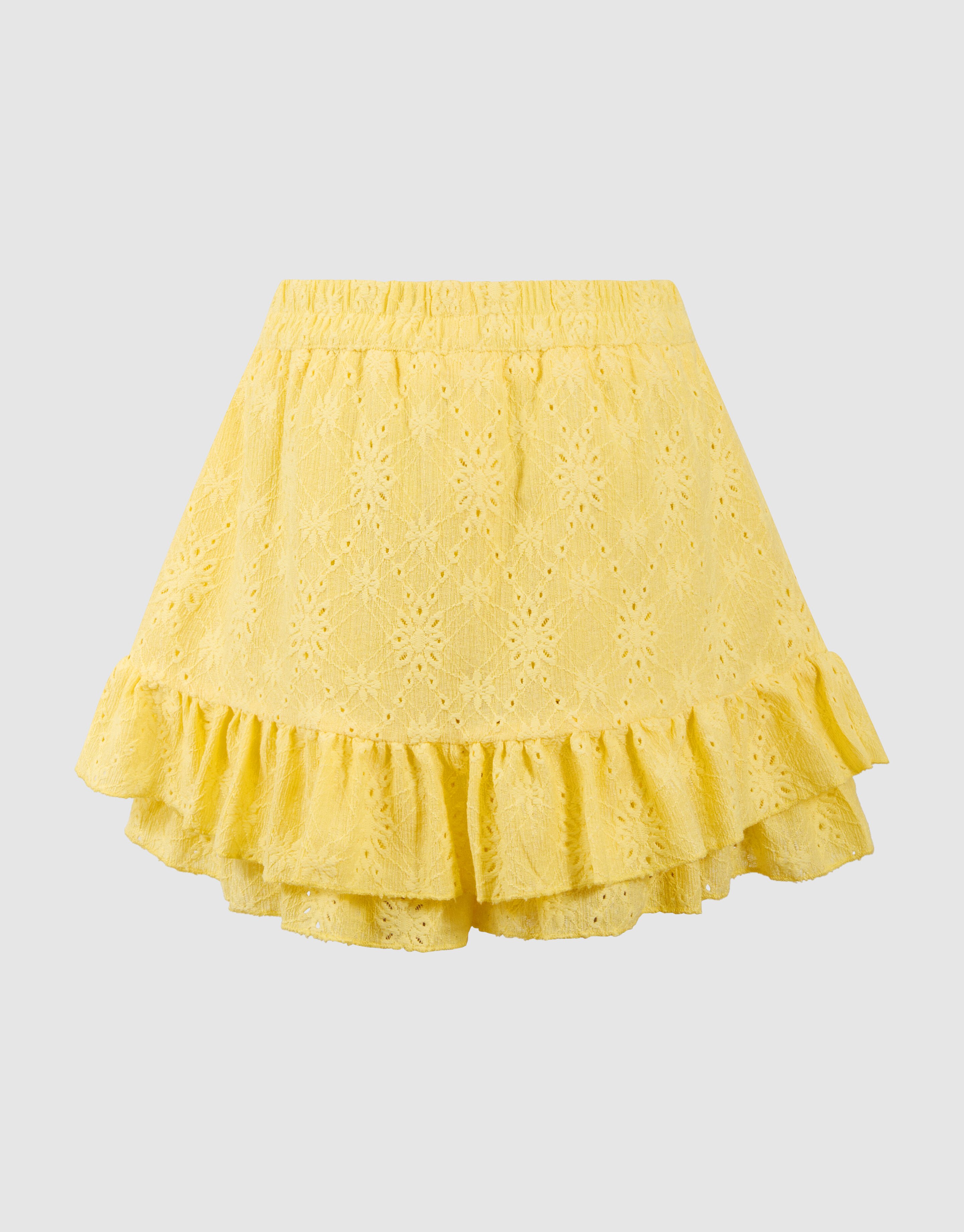 Embroidery Ruffle Mini Rok Lichtgeel SHOEBY GIRLS