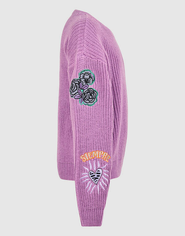 Embroidery Knit Trui Paars SHOEBY GIRLS