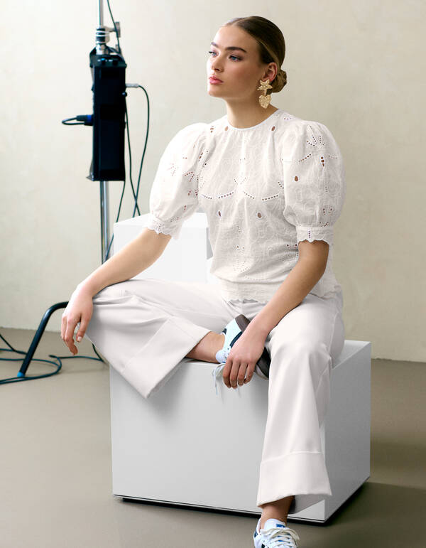 Embroidery Top Gebroken Wit By Fred SHOEBY WOMEN