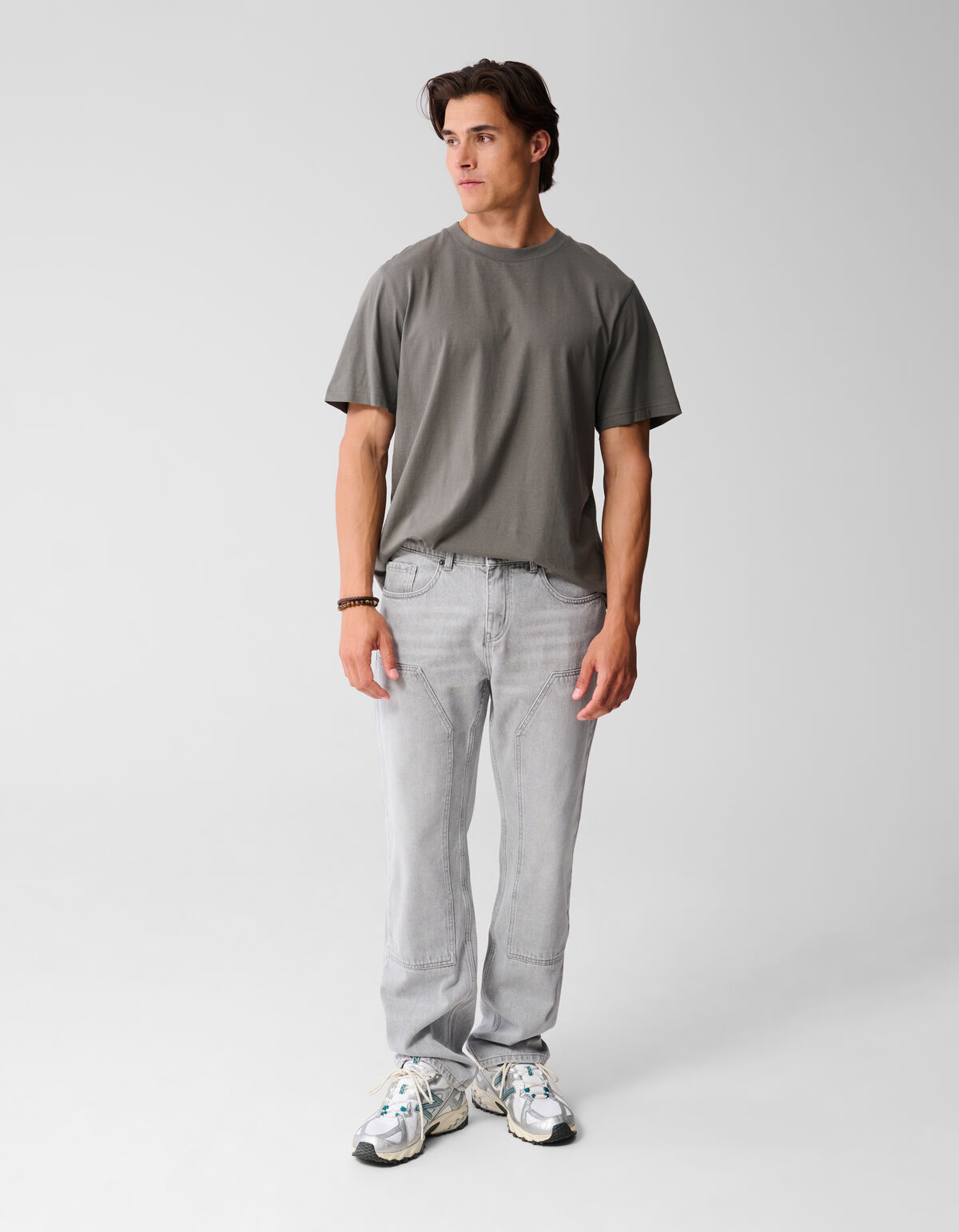 Loose Tapered Fit Jeans Lichtgrijs SHOEBY MEN