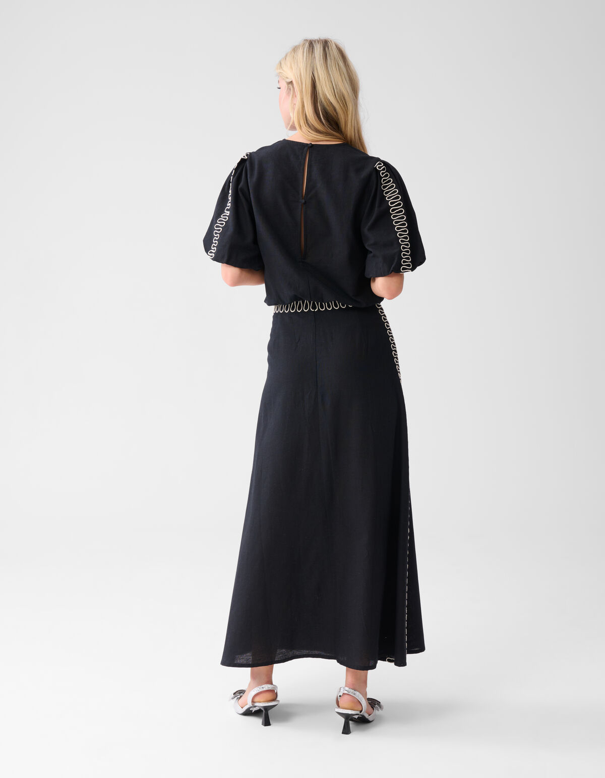 Embroidery Cropped Top Zwart SHOEBY WOMEN