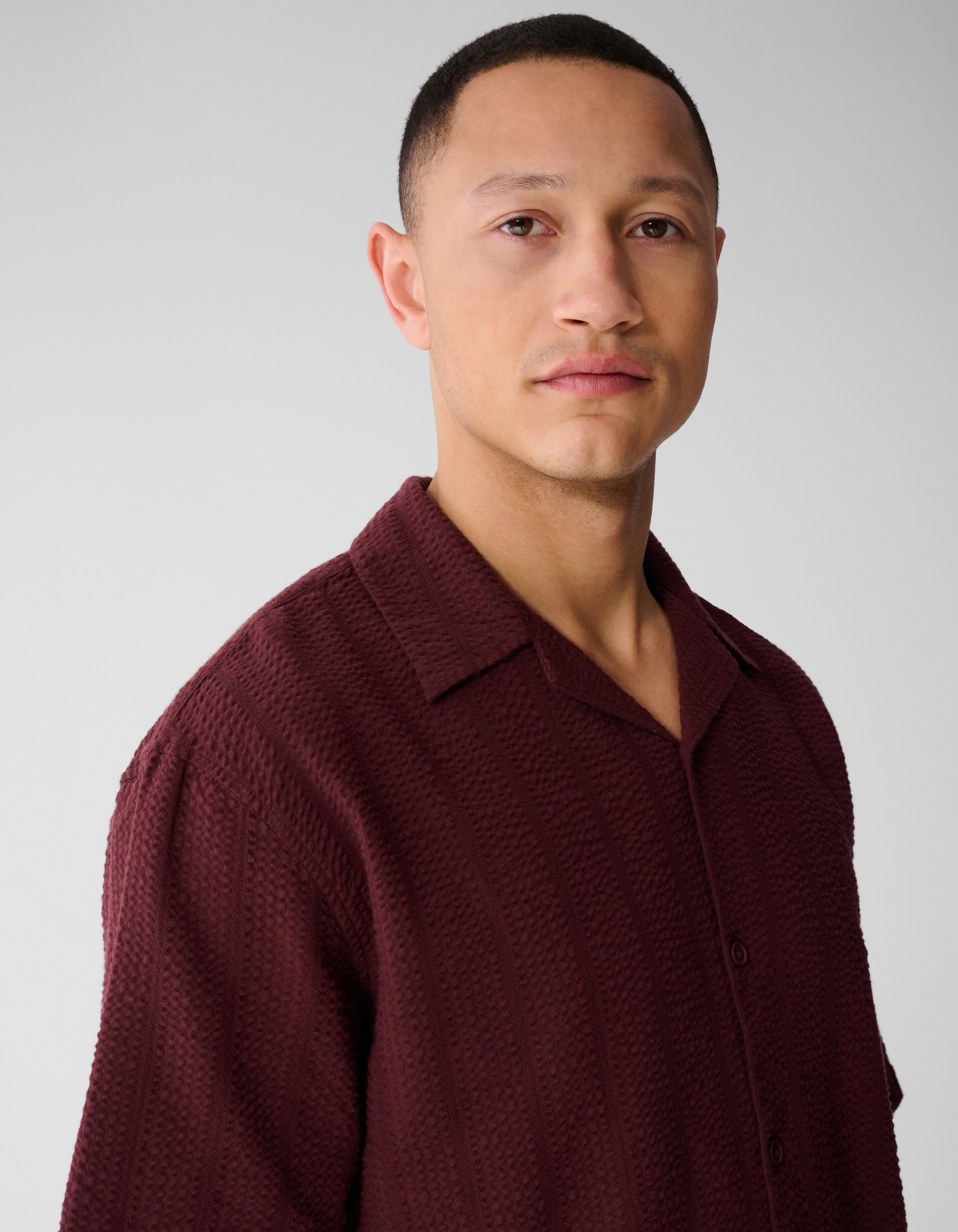 Seersucker Stripe Overhemd Donkerrood SHOEBY MEN