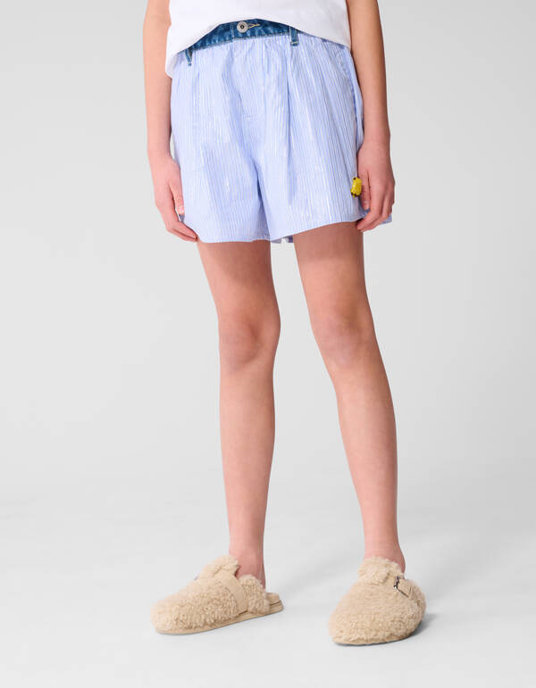 Pinstripe Banana Artwork Short Blauw SHOEBY GIRLS