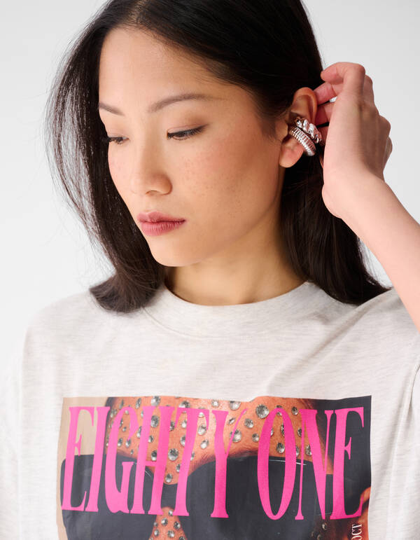 Oversized Magazine Artwork T-shirt Lichtgrijs SHOEBY WOMEN
