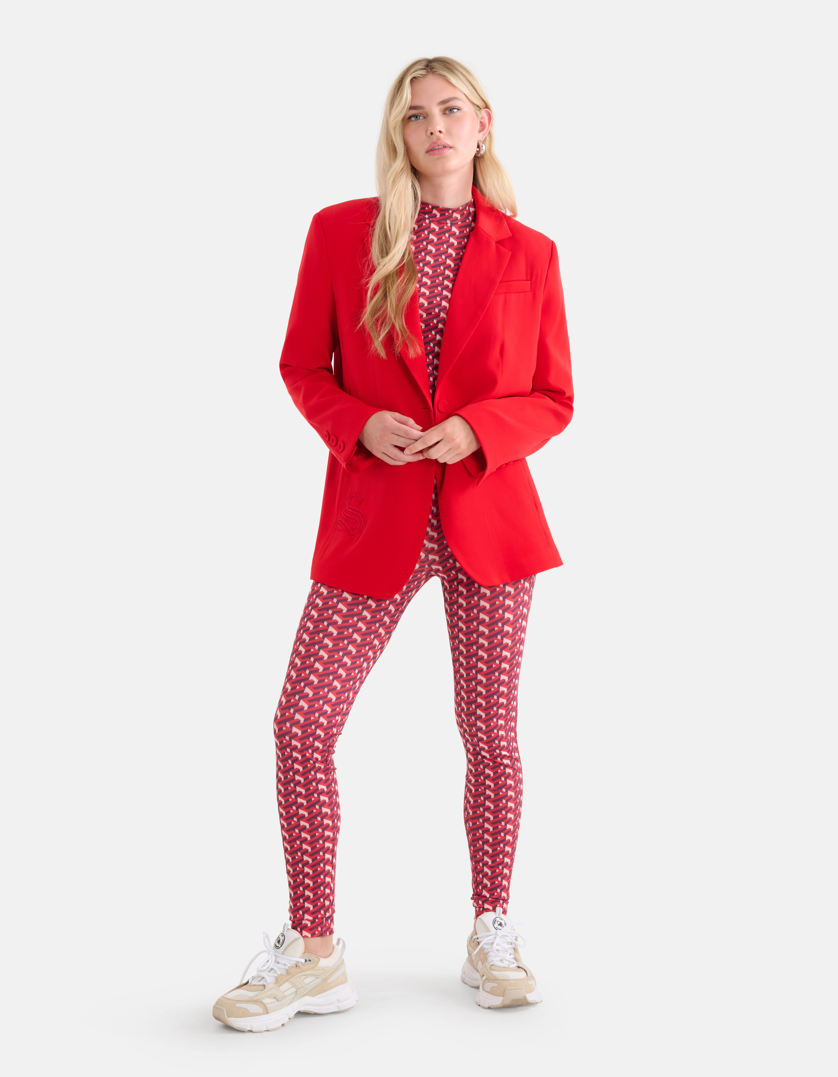 Oversized Geborduurde Blazer Rood SHOEBY WOMEN