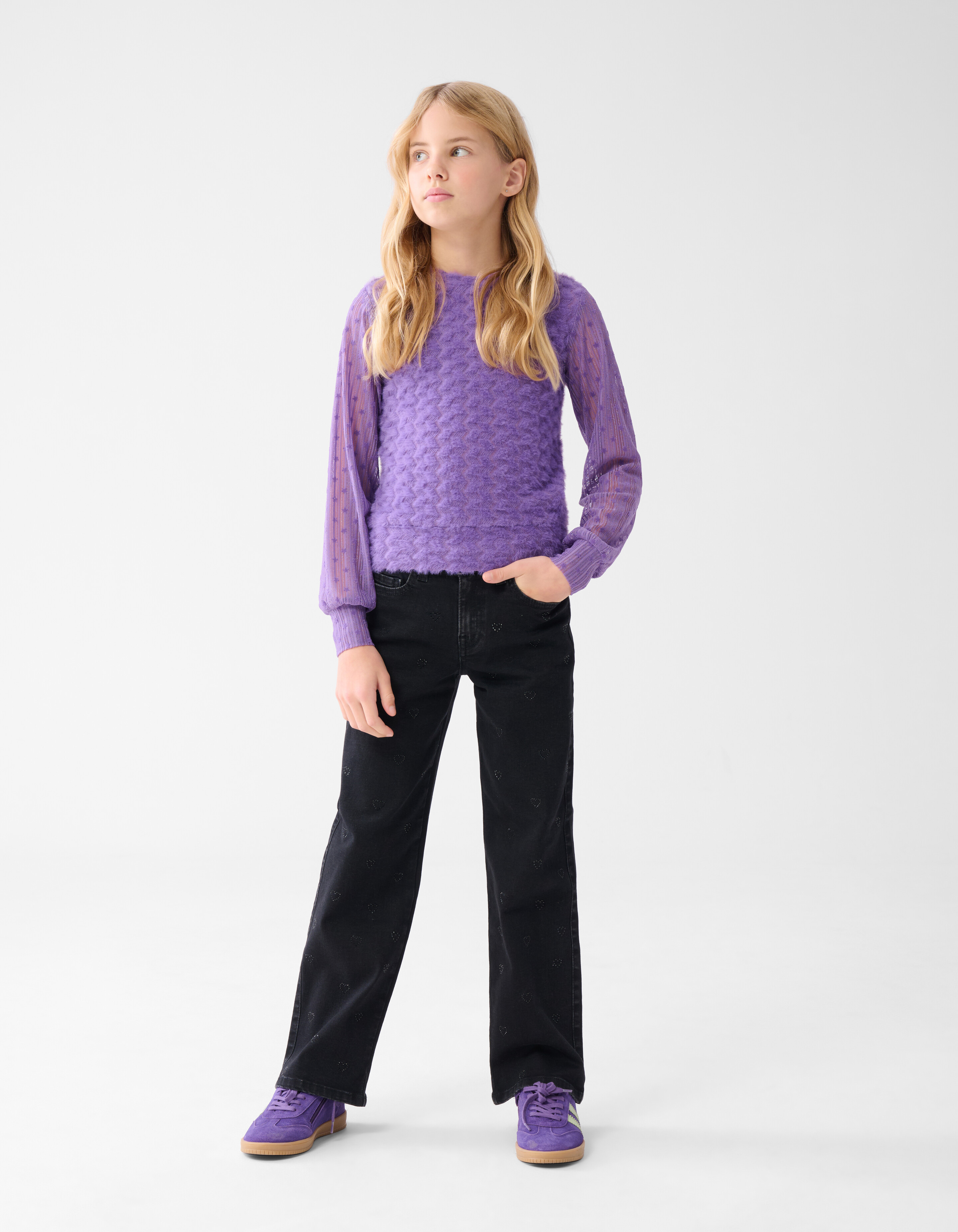 Strass Heart Straight Fit Jeans Zwart SHOEBY GIRLS