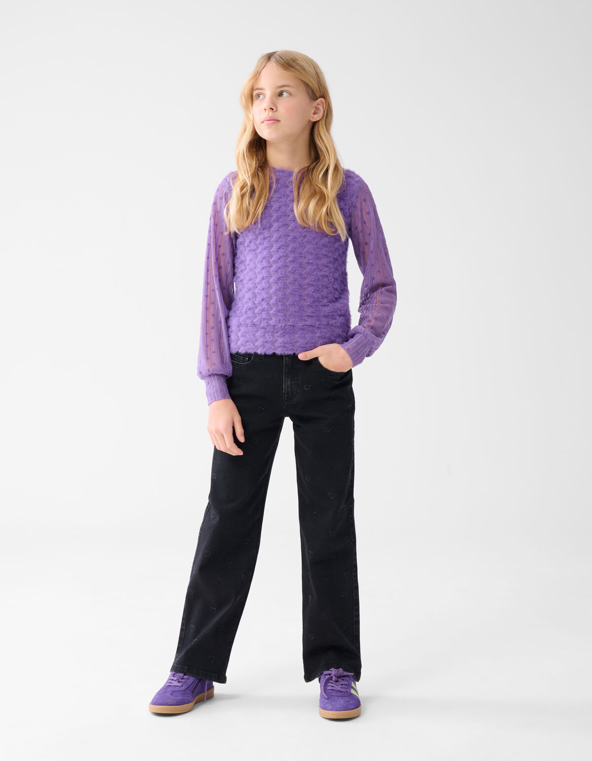 Strass Heart Straight Fit Jeans Zwart SHOEBY GIRLS