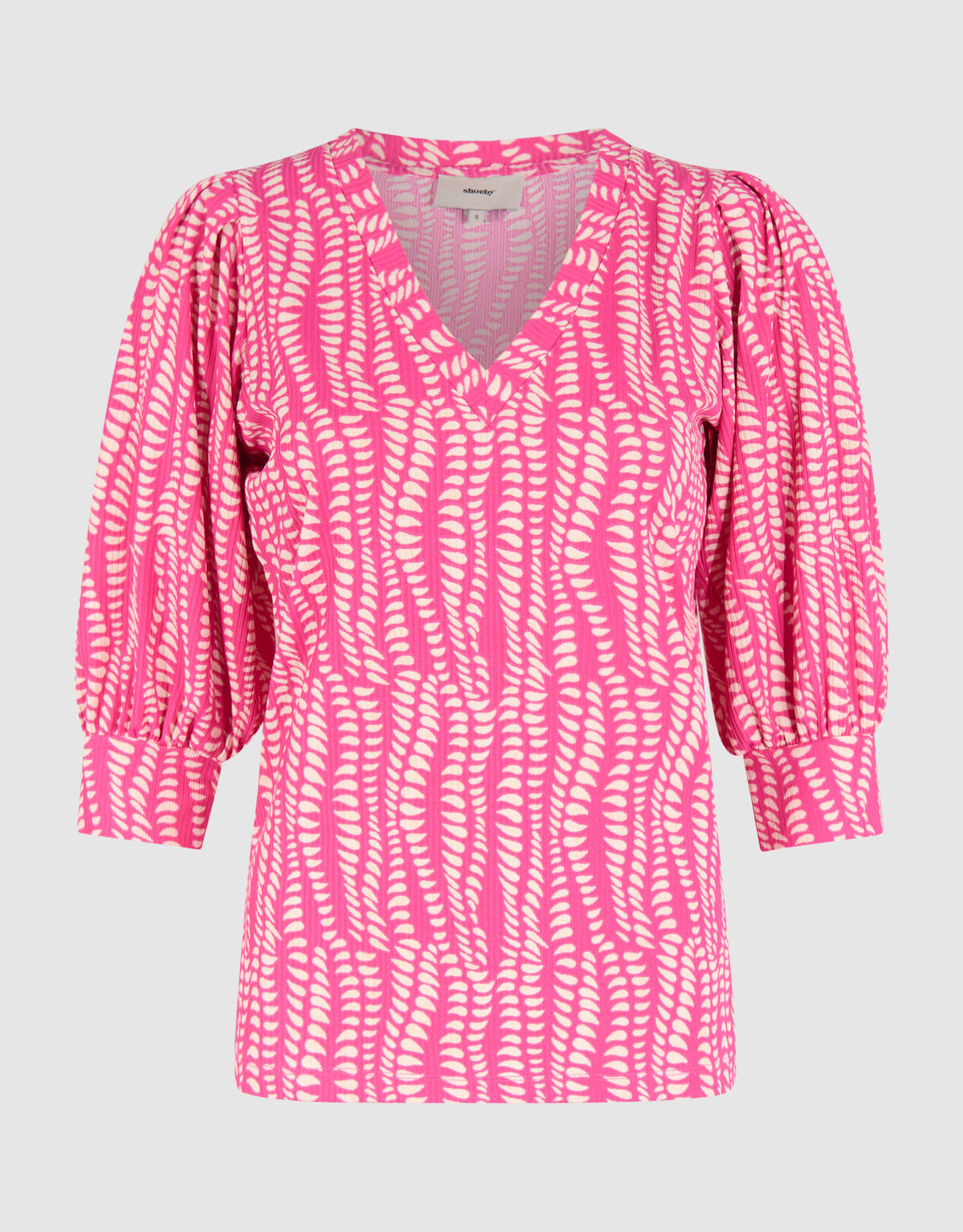 Printed Rib Jersey Top Roze SHOEBY WOMEN