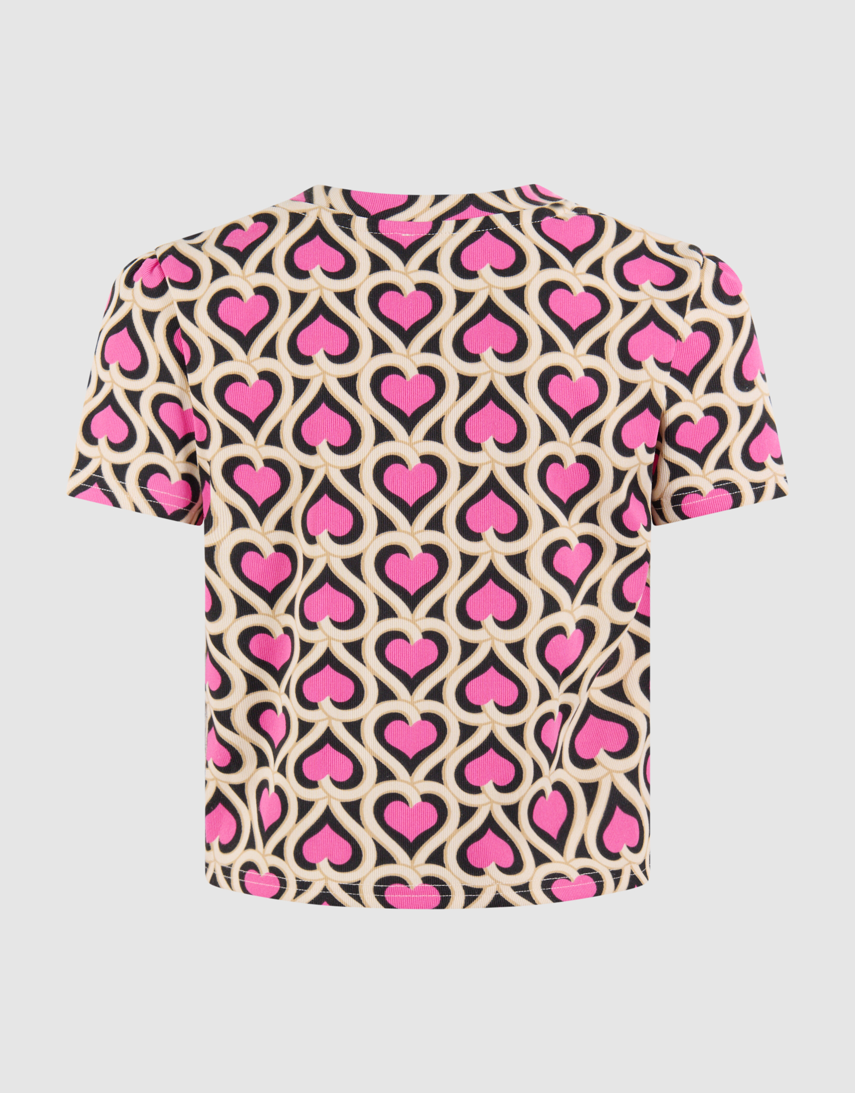 Heart Printed Rib Top Roze SHOEBY GIRLS