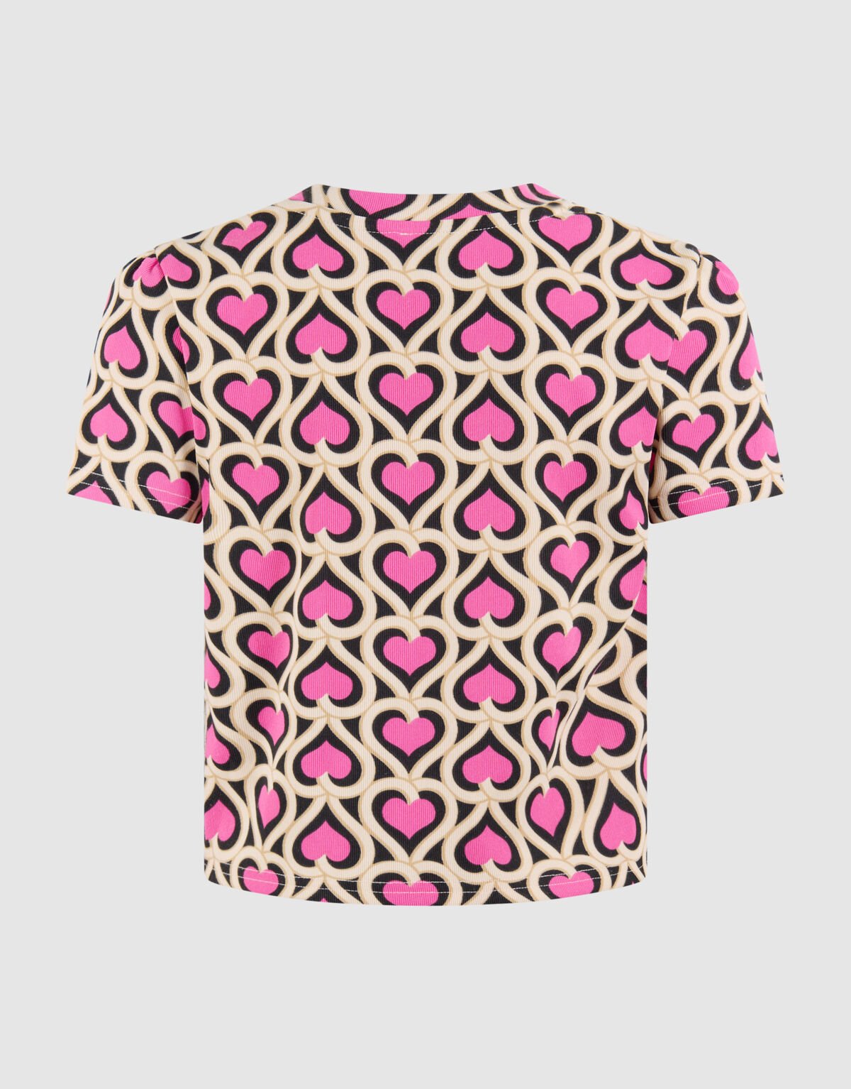Heart Printed Rib Top Roze SHOEBY GIRLS