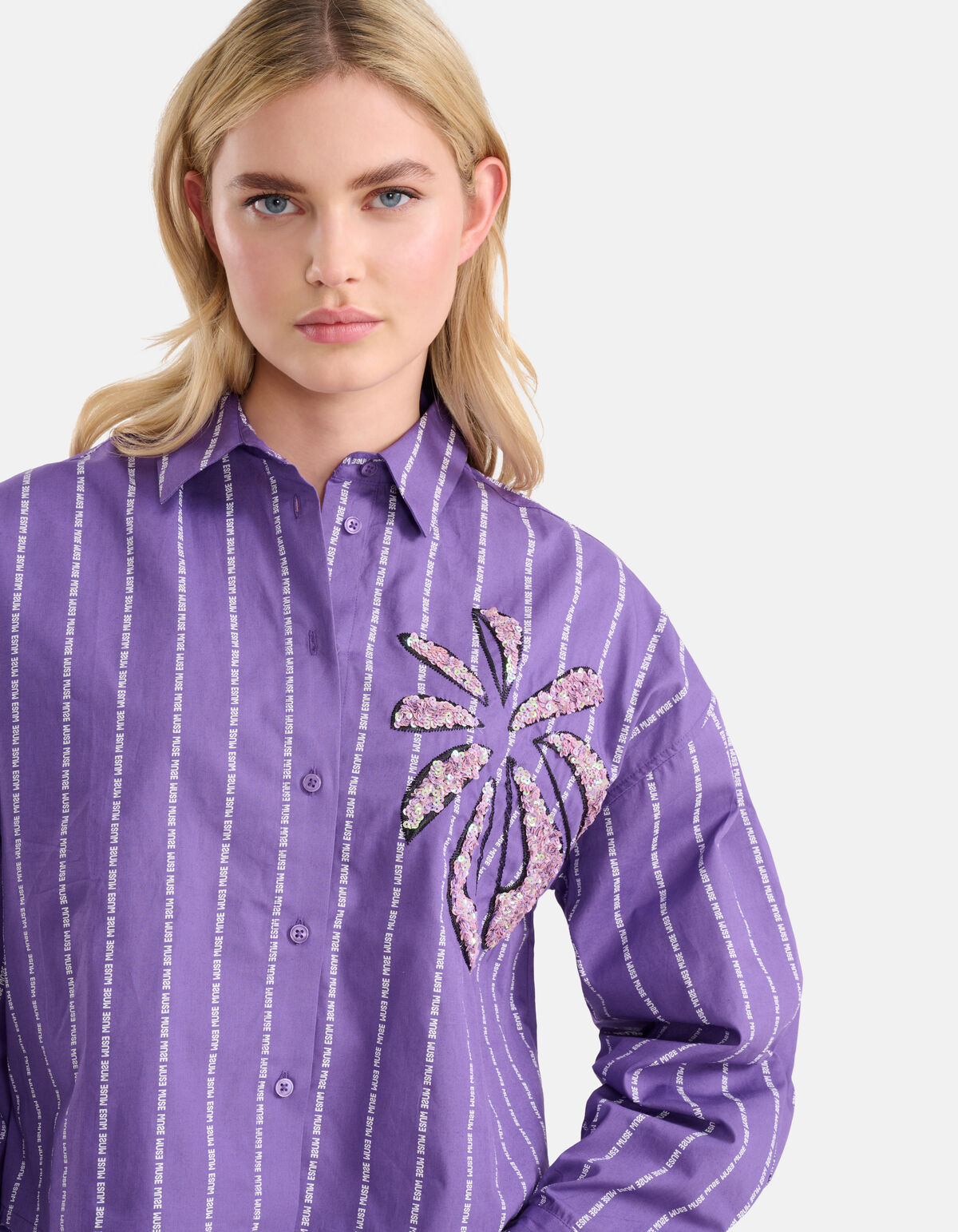 Pinstripe Blouse Paars SHOEBY WOMEN