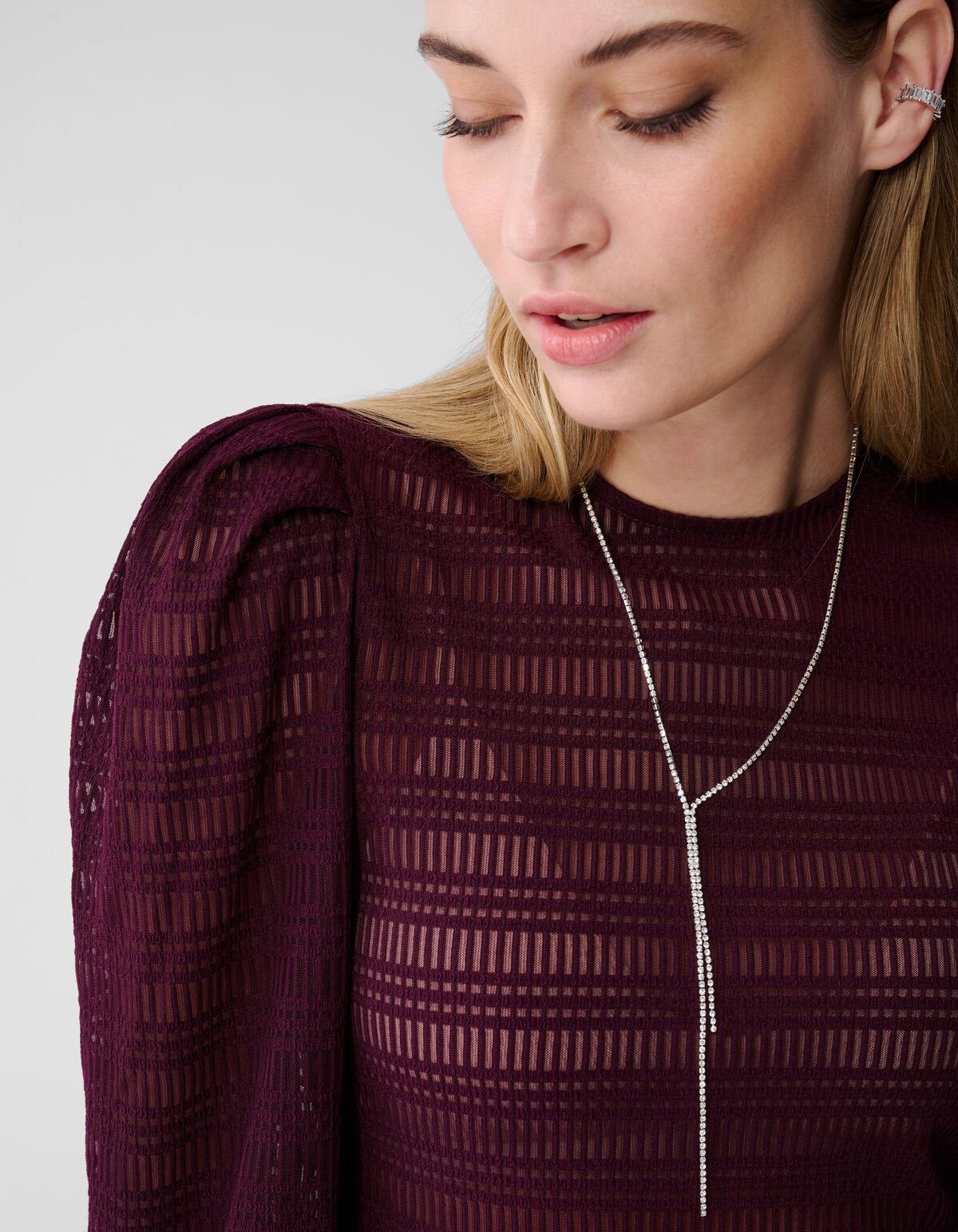 Mesh Structuur Blouse Donkerrood SHOEBY WOMEN